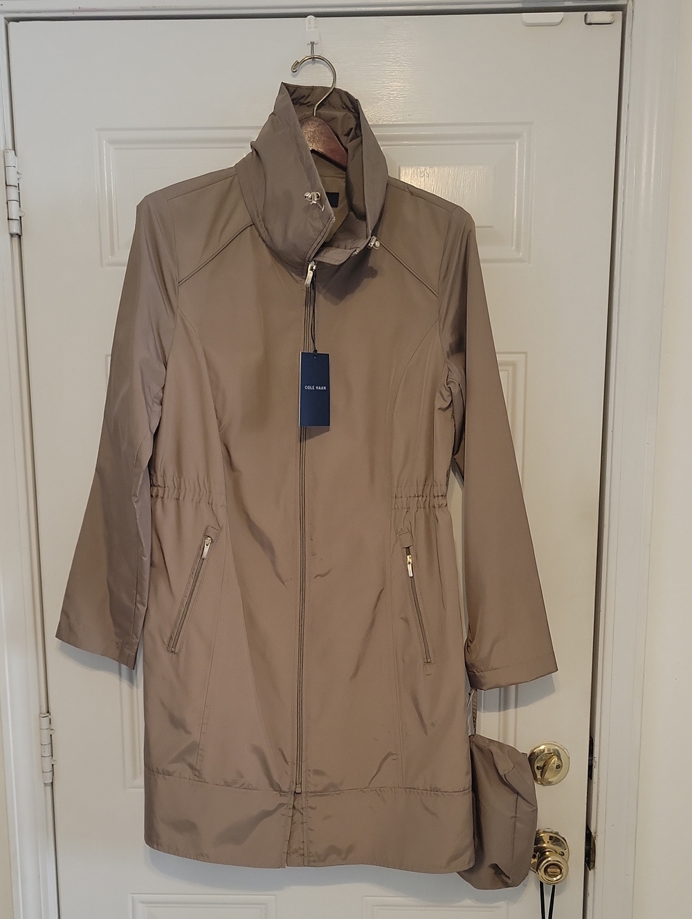 Cole Haan Taupe Women's Packable Travel Rain Jacket
